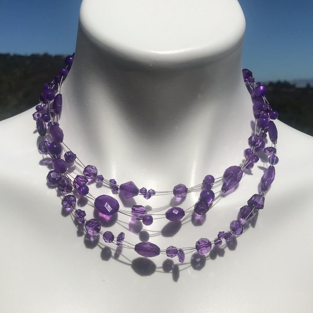 Vintage Multi Strand Purple Necklace